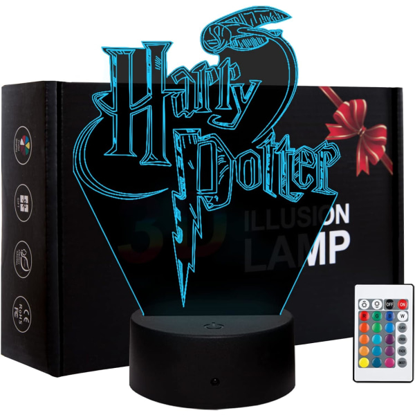 3D Nattljus Harry Potter Illusion Lampa Färgskiftande LED