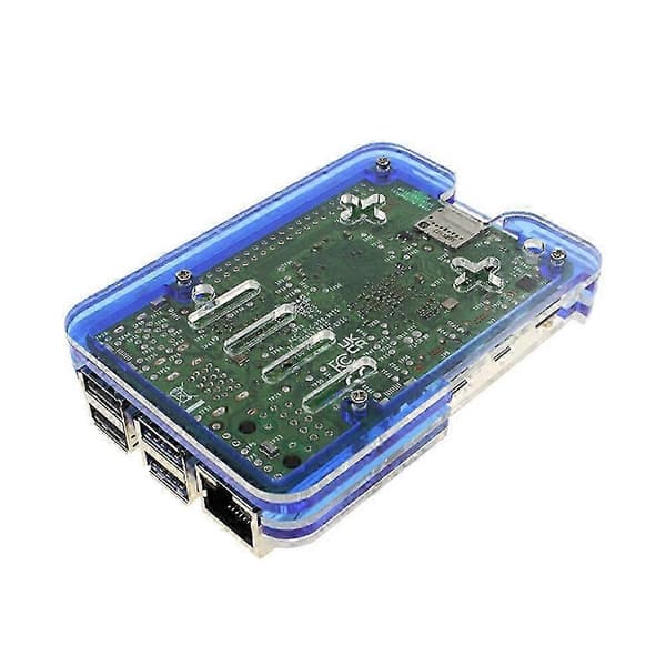 Til Raspberry Pi 5 akrylskal understøtter installation af køleplader og blæser til RPi 5 tilbehør blå JH4 Blue
