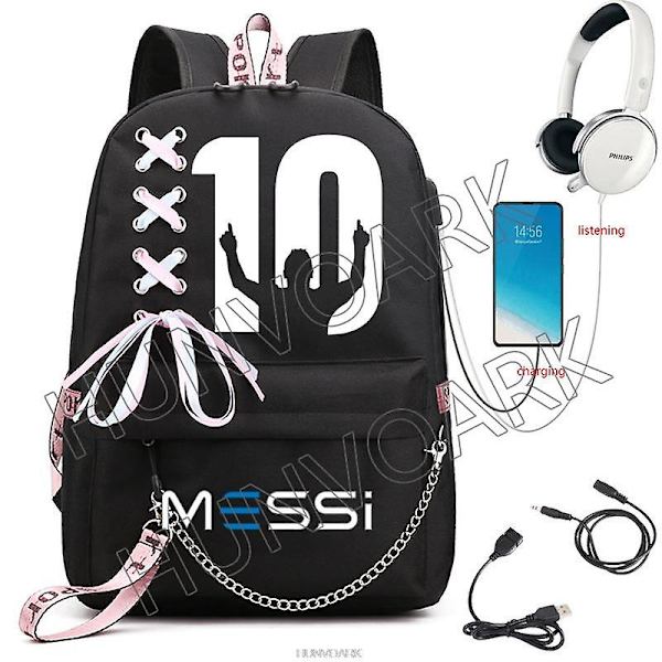 Messi Rygsæk Fodbold Super Star Stor Kapacitet Simpel Sort Teenagere Skoletasker Rejse Kvinde Mandlige Studerende Computer Mochilas Orange
