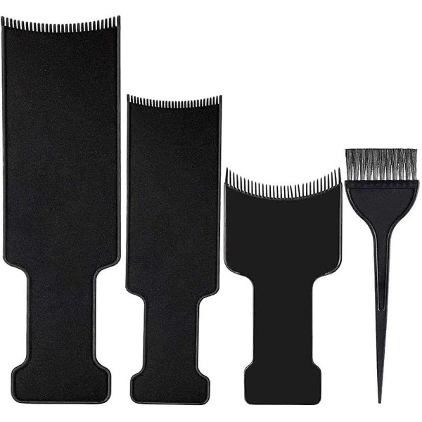 Kit med 4 Balayage-brädor och borstar, 3 hårfärgstavlor och 1 hårfärgningsborste för färgning och salongsanvändning.