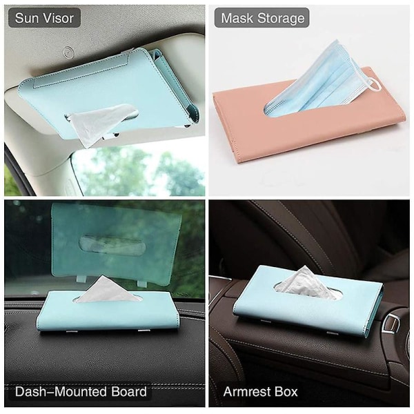 Car Tissue Boxes Pu Leather Car Sol Visir Hengende Tissue Box Holder 23*13*2,5cm Auto Interiør Oppbevaring Dekor Tilbehør|tissue Boxes| Black