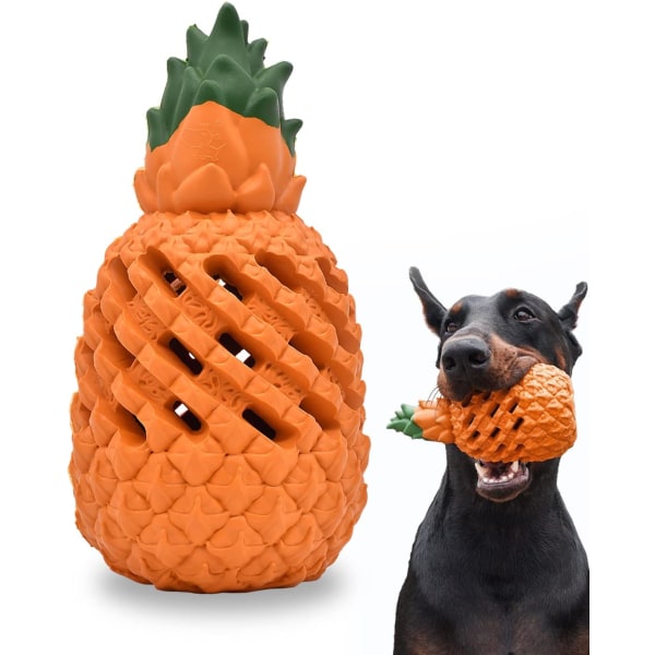 Oförstörbara hundleksaker Ananas, tandrengörande tuggleksak, hållbara tuffa  hundleksaker av naturgummi (liten 10 cm, orange+grön) c15a | Fyndiq