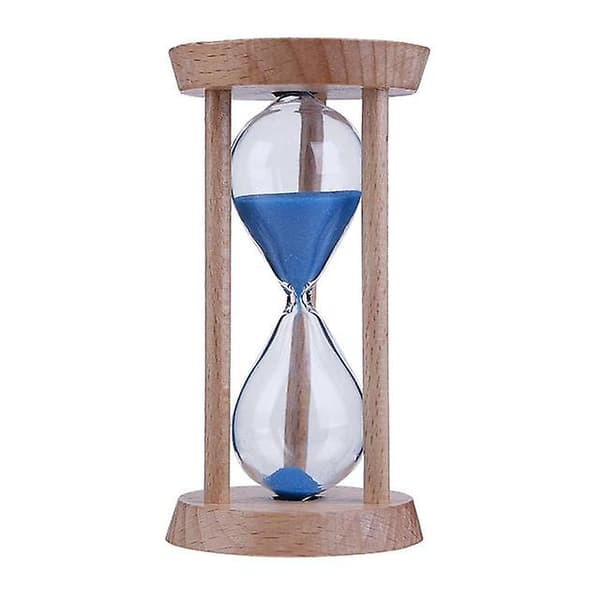 Timeglass i tre med sand, 3 minutter Blue