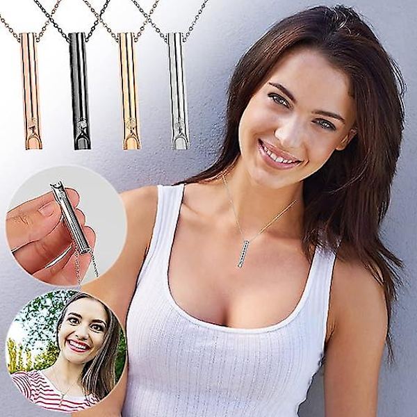 2st Andningshalsband, ångesthalsband för kvinnor, stress relief Mindful andningshalsband Rostfritt för Meditation Avslappning Silver gold