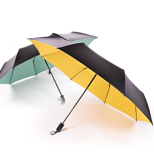 Musta ja kultainen kompakti sateenvarjo Henkilökohtainen Golden Sunshine Auringonpaiste sateisena päivänä | Metallinen sateenvarjo | Kevyt tuulenpitävä sateenvarjo 1kpl