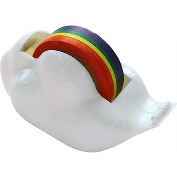 1 pakke Creative Cloud Tape Dispenser med Rainbow Masking Tape Dekorativ tegneserie plastiktape Skæretape Velegnet til hjemmekontor skole papirvarer