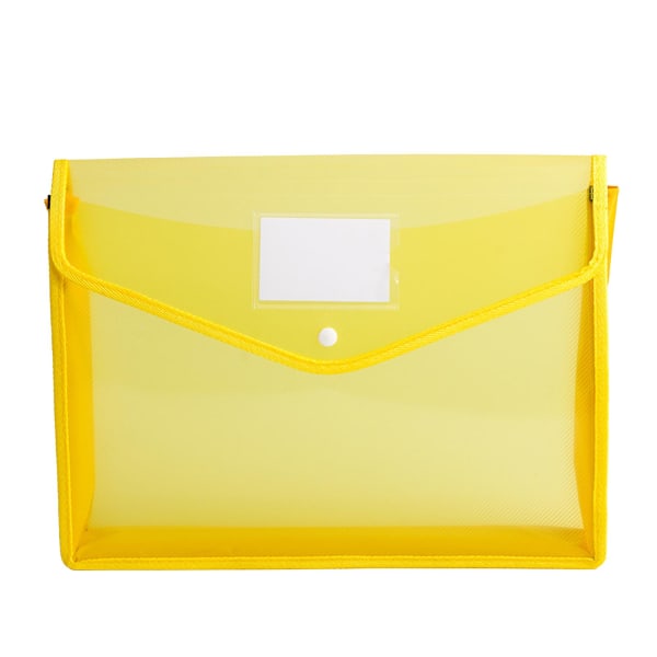 Fargerik gjennomsiktig konvoluttmappe, dokumentpose med stor kapasitet med trykknapp og etikettlomme, A4-størrelse, rød Yellow