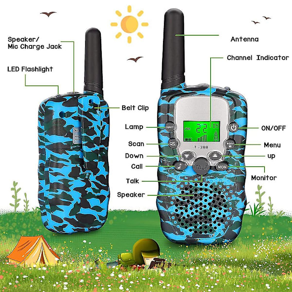 2st Barnkamouflage Walkie Talkie Mobil Handhållen Transceiver Highlight Telefon Radio Interphone 3km Minileksaker Presenter Pojke Flicka