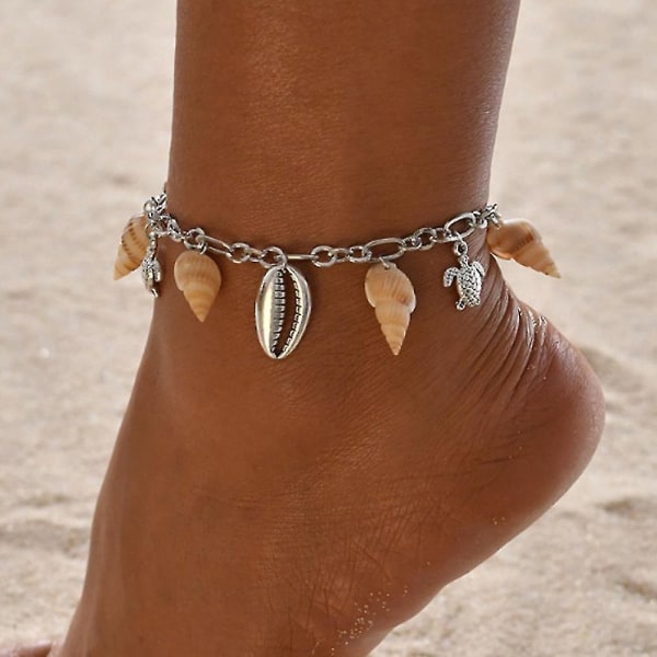 Damer och flickor Anklet Mode Personlighet Kreativ Conch Metal Shell Hänge Delfin Fishtail Anklet Style 2