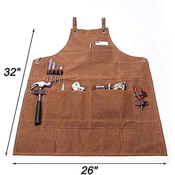 Dww-tablier De Travail En Toile Robuste Avec Plusieurs Poches Outils Idal Pour Bricolage Charpentier Jardinage Poterie Garage Atelier