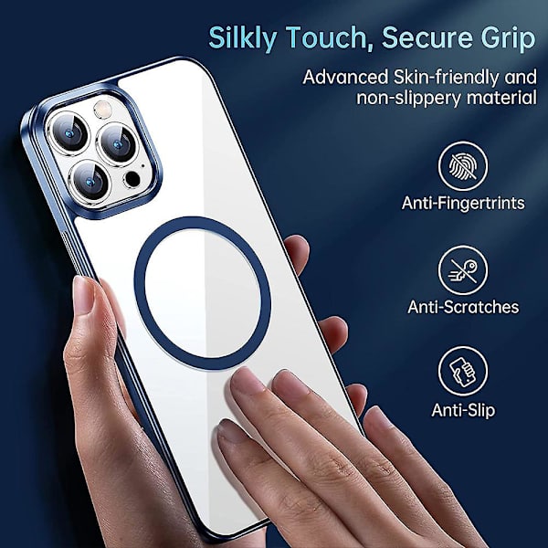 Magneettinen kirkas case , joka on yhteensopiva iPhone 14/plus/ pro/ pro Max case kanssa Blue iPhone14 Pro