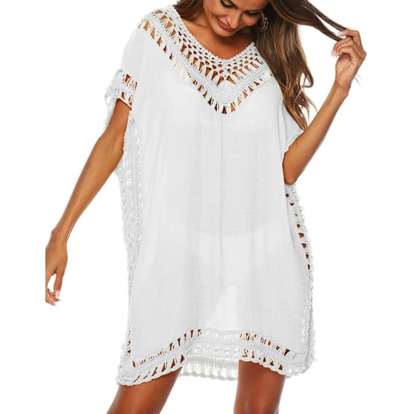 Baddräkt Cover Ups Swim Cover ups för Plus Women Batwing ärmar
