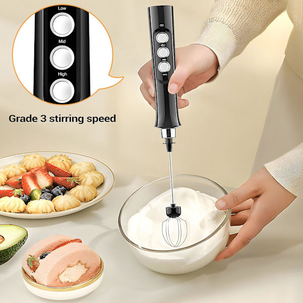 1 sett melkeskummer håndholdt Sross elektrisk skummaskin usb oppladbar kaffeskummer for kaffe, ca.
