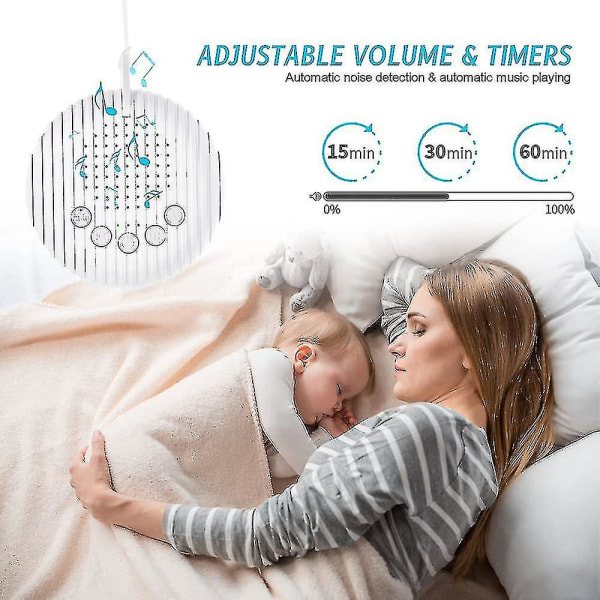 White Noise Machine, Baby Sleep Aid med 10 lugnande ljud och sömntimer, Sleep Sound Machine för att sova och koppla av för baby vuxna