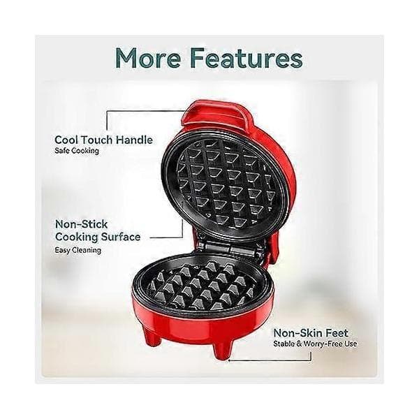 Mini Waffle Iron, Waffle Maker, Clear Indicator Light, Non-Stick Coating, Cool Touch Handle, Compact Size Green