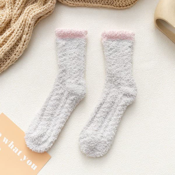 5 par dame vinter varm myk fluffy seng sokker lounge Random