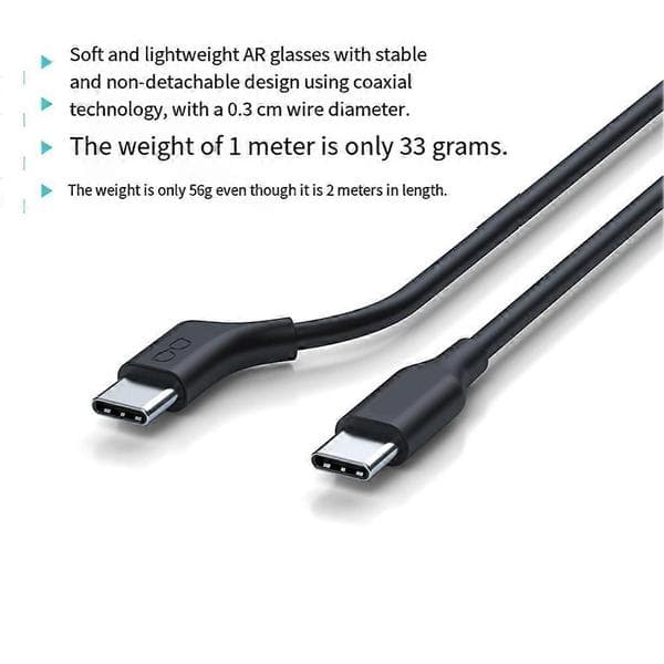Typ-C Flexibel Kabel för AR-glasögon, USB3.2 Fullfunktion Stöder 4K 60Hz, 1m, för Xreal/Rokid/RayNeo Viture AR Svart