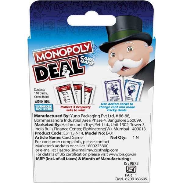 MONOPOLY Deal Card Game, raskt kortspill for 2-5 spillere