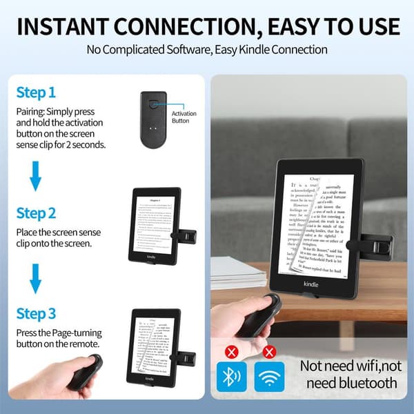 Fjärrkontroll för sidvändning för Kindle Paperwhite Oasis, Kobo E-Reader, Kamerakontroll