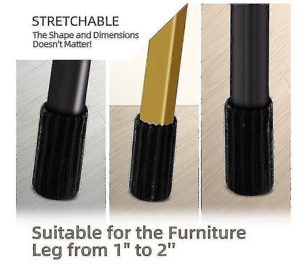 16-pack stolsbensskydd stickade möbelstrumpor Black