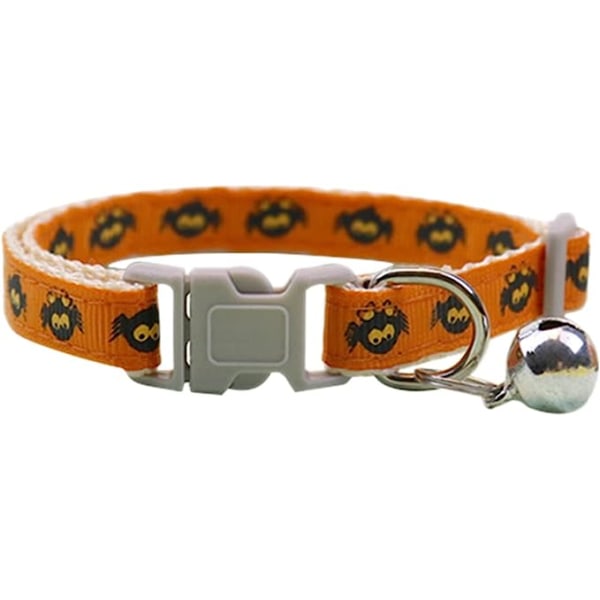 Halloween Cat Collar Breakaway med Bell Pumpkin Halsband för katter Hundberlocker för halsband hane (E, One Size)