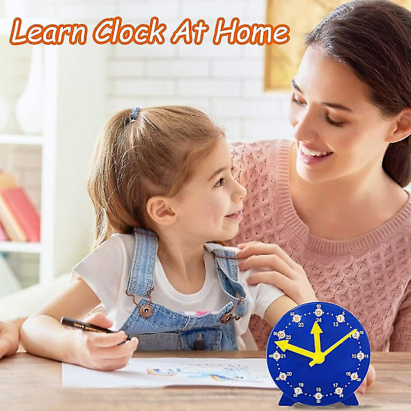 Cm Wealth Learning Clock kompatibel med barn, student Learning Clocks Undervisningstid 12/24 timmar Utrustad klocka 4+ år Blue