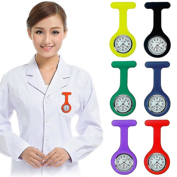 Højkvalitets Silikone Nurse Watch Solid Medical Pocket Watch Pin Pocket Black