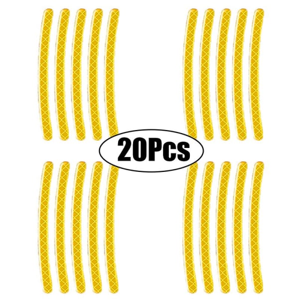 20/40 stk Klistremerke Kjøresikkerhet Lysende Universalklistremerke Reflekterende Stripe Tape Bil Motorsykkel Hjulnav For Biltilbehør| | 20Pcs Yellow