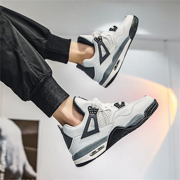 Herre sneakers åndbare løbesko Mode damesportssko 02 WhiteBlack 43