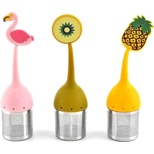 Silikone Te-infuser, 3 stk. Urte Te-filter, Sød 304 Rustfrit Stål Mesh Te