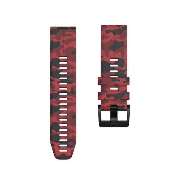Til Garmin Fenix 7X Camouflage Silikone Urrem Red