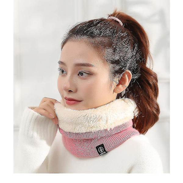 Vinter dubbellagers halsvärmare stickad fleecefodrad Circle Loop Scarves Red Wine