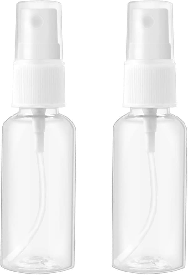 Resesprayflaskor 2-pack, klar plast (30 ml, påfyllningsbara)