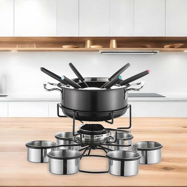 Fonduesett i rustfritt stål, lett, solid, multifunksjonelt, stabilt for hjemmet B