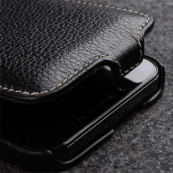 MELKCO Kompatibelt Skal för iPhone 15 Anti-fall Vertikal Flip Äkta Läder+PC-skydd Brown