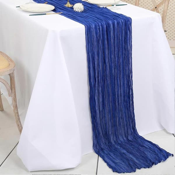 Krøllet Gaze Bordløber – Boho & Rustik – til Bryllup & Spisning – Polyester & 180x90cm