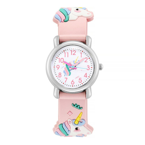 Barn Flickor 3d Unicorn Cartoon Watch Söt Quartz Watch Barn Födelsedagspresenter Pink