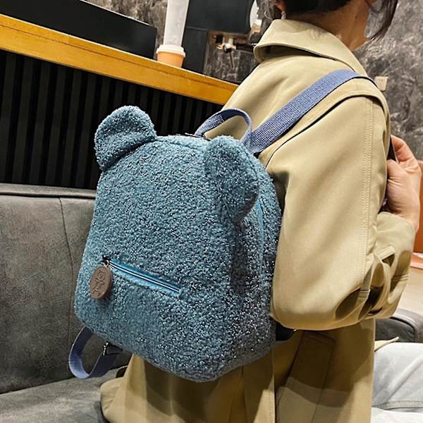 Bear Shape Ryggsekk - Innovativ Cashmere myk å berøre skolevesker for studenter (farge: kaffe)
