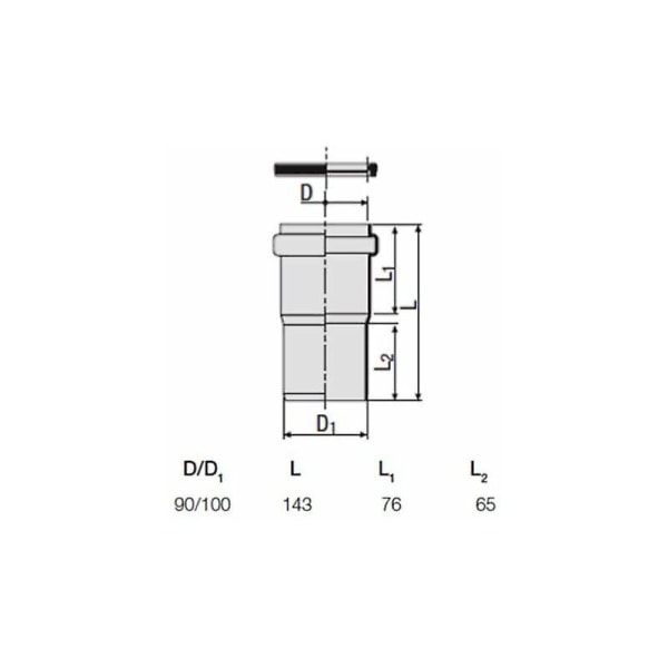 Redi anslutningshylsa 90/100 mm för Rapid Sl eller Geberit (vs0564190)-aespa