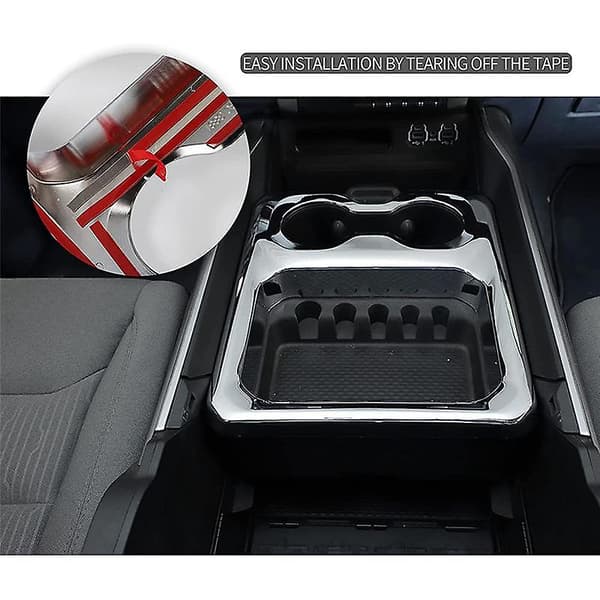 Midtkonsoll armlene koppholder paneldeksel for 2019-2022 Ram 1500 2500 3500, ABS sølv