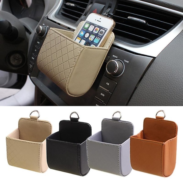 Bilförvaringsväska Luftventil Instrumentbräda Snyggt Hängande Läder Organizer Box Glasögon Telefonhållare Förvaring Organizer Biltillbehör|stuva Städning| Black With Hook