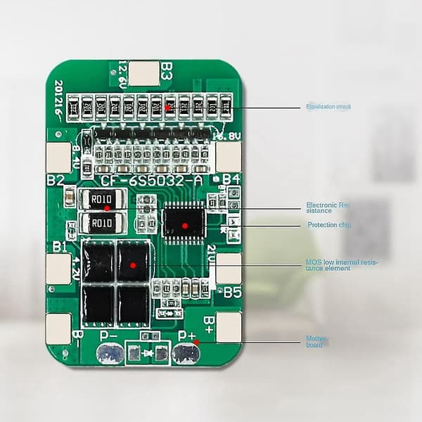 6s 12a 24v Pcb Bms 6-pack 18650 Litiumbatteri Skyddskort