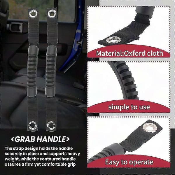 2 stk. baksetehåndtak for Jeep Wrangler veltebøyle Black
