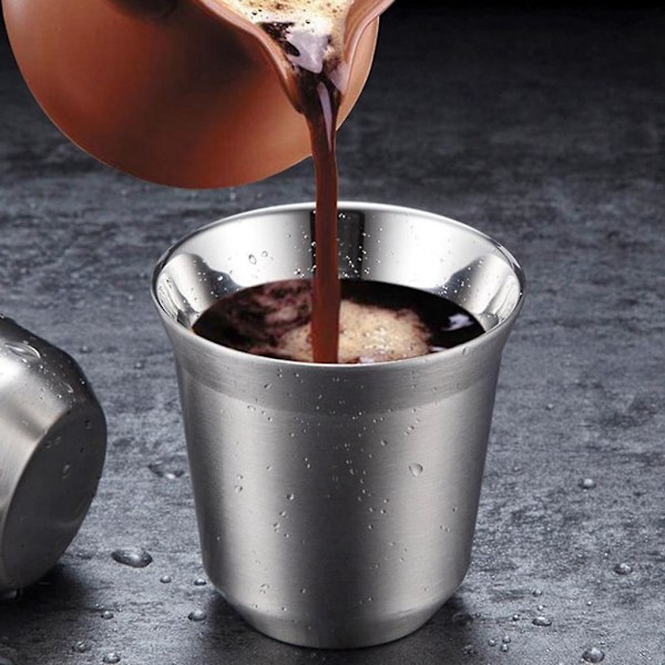 Stabelbar kaffekop/tekop/kølende ølglas, krus i rustfrit stål Ideel til rejser, udendørs, camping og hver dag