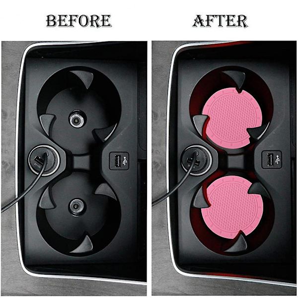 Autokuppimatto Kirkkaan värinen auton vesilasin Paksu Kätevä Puhdas Luotettava Liukumaton Pyöreä Taivutettava Autojuomateline - Juomatelineet Pink