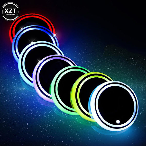 7 väriä Auton Led Cupin pidike Valomatot Autolasinaluset Pullo Tunnelma Valo Constellation Taustavalo Lamppu Led Mukinpidike Pehmusteet Uusi| |