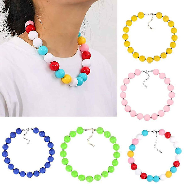 Farverig harpiks Beaded Statement Choker Halskæde Akryl Chunky Beads Halskæde Yellow