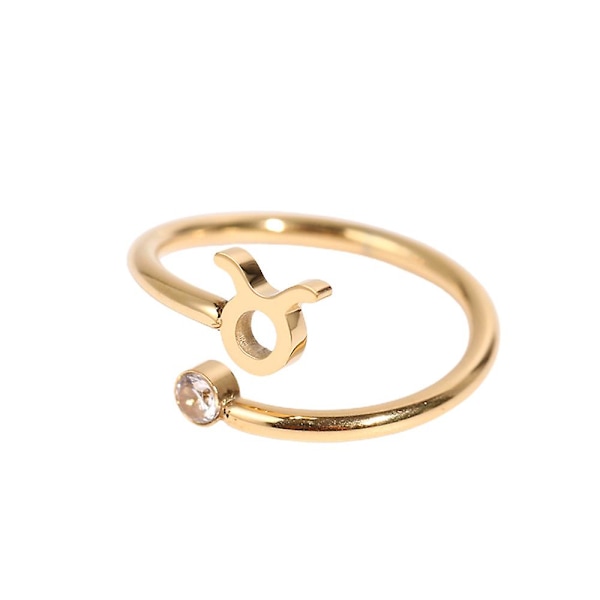Zodiac Constellation Zircon Open Finger Ring Justerbar Tommelring Kvinner Jente Smykker Gave Taurus