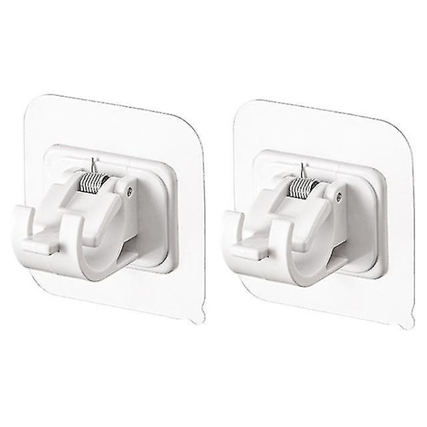 2 stk Japansk stil hængestangsklemme Teleskopstangklemme Hulfri gardinstangsholder brusegardinstangkrogklemme White