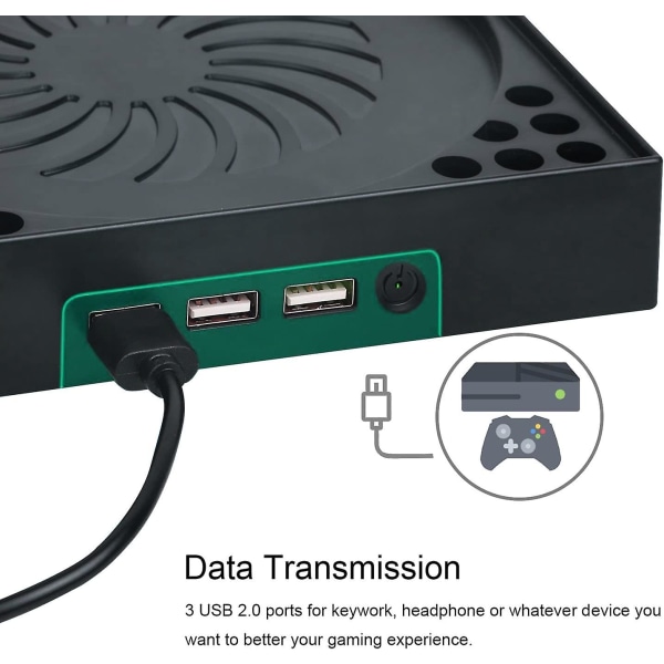 Køleblæser kompatibel med Xbox Series X, Xbox Series X-stativ med 3 usb 2.0-porte, justerbar hastighed